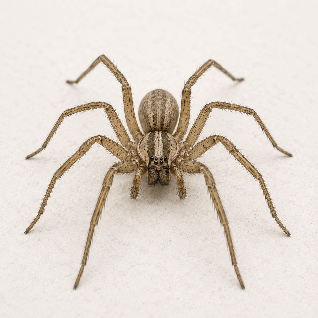Araignée commune des maisons sur une surface claire