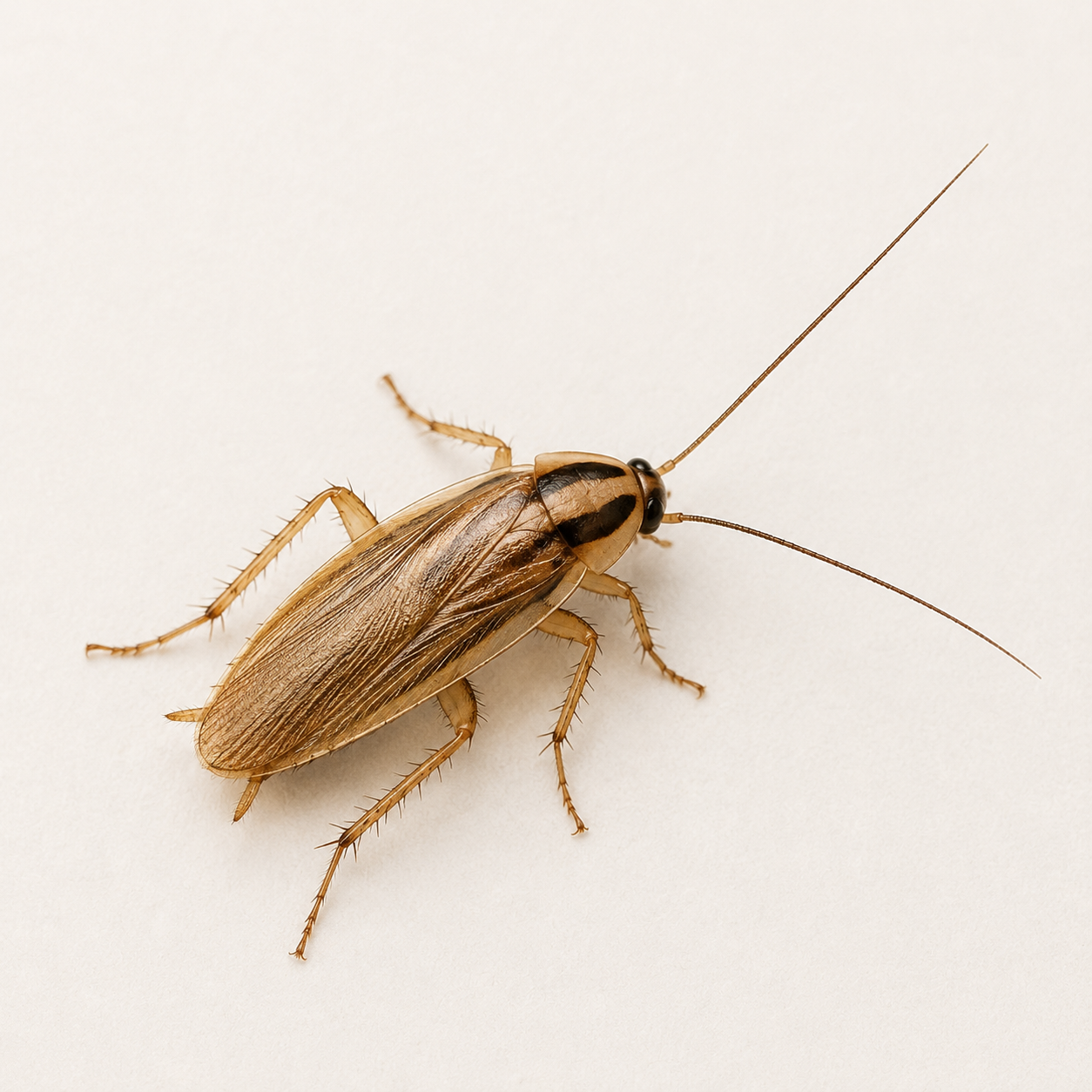 Coquerelle germanique identifiable sur une surface claire
