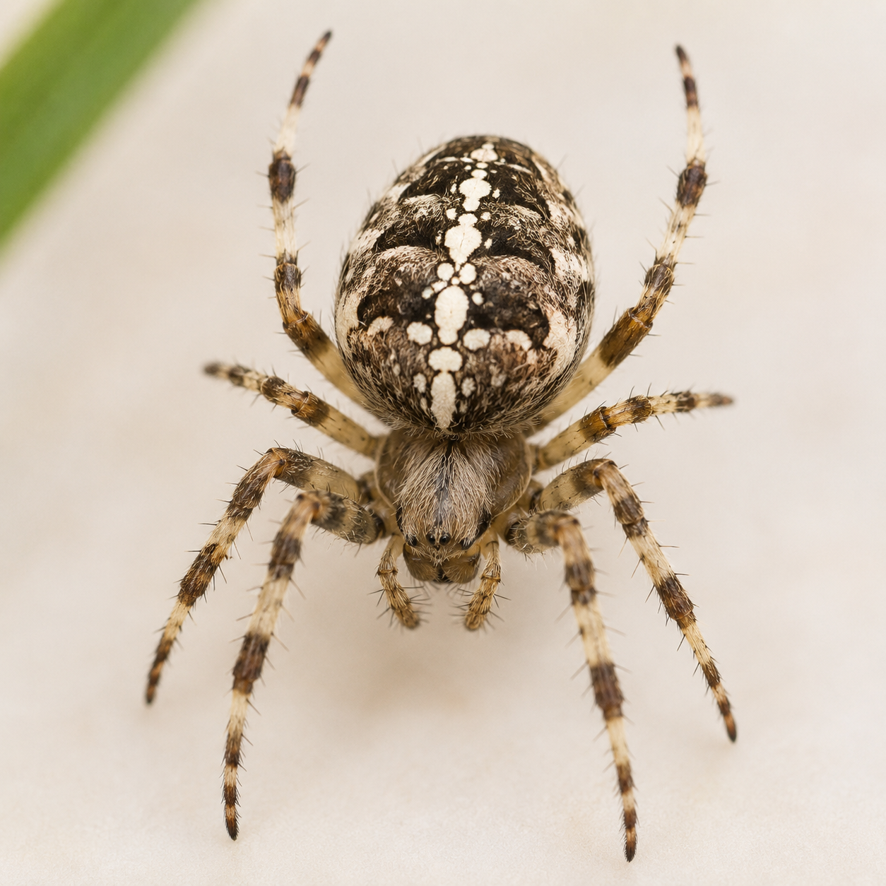 Épeire diadème identifiable sur une surface claire