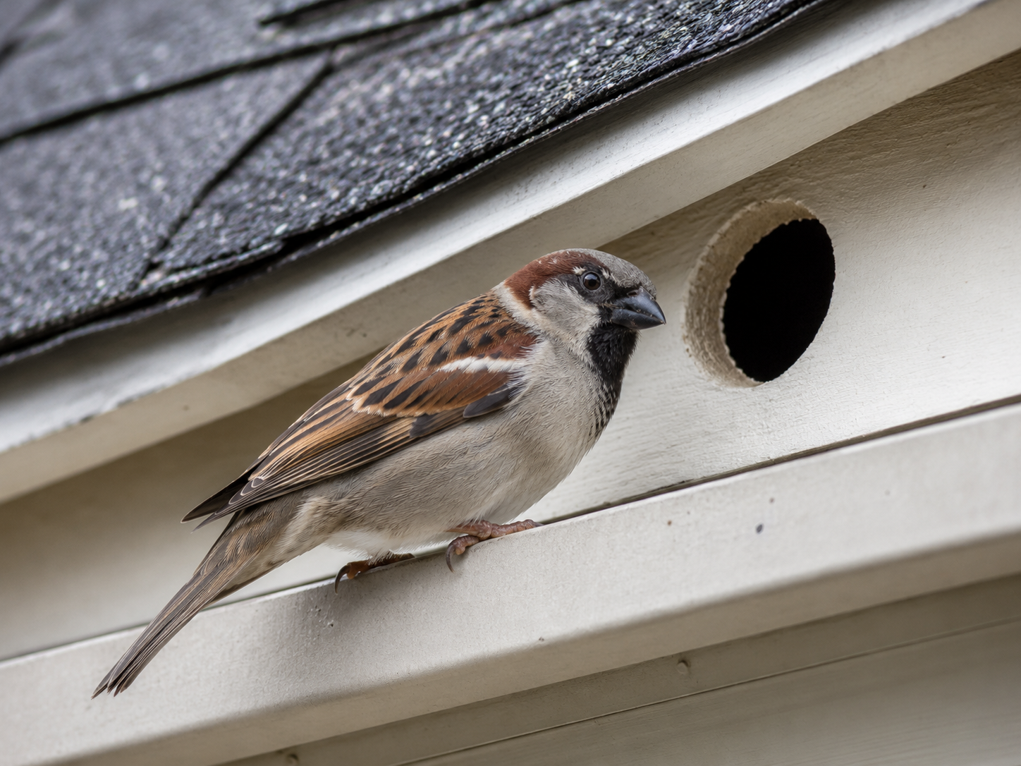 Oiseaux visibles autour d'un bâtiment